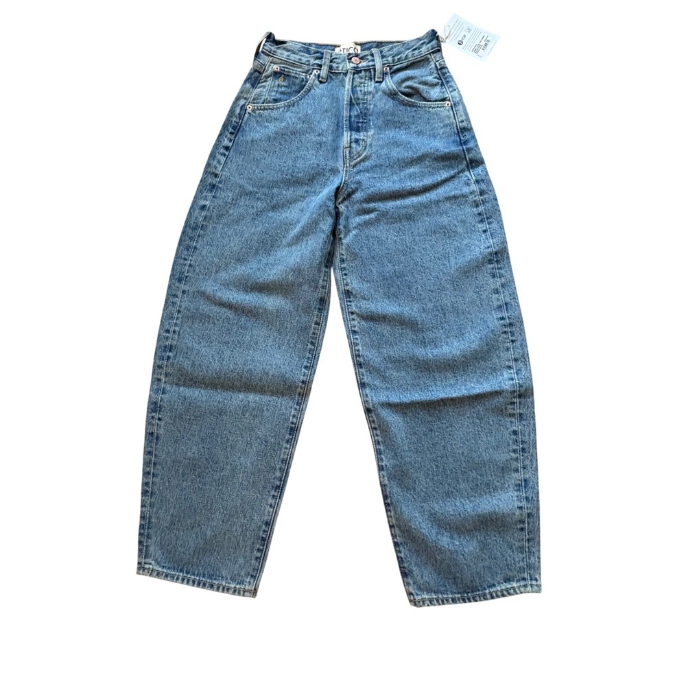 Etica Cassel Ultra High Barrel Jeans Women's Size 24 BlueStone Wash Denim - Picture 2 of 9